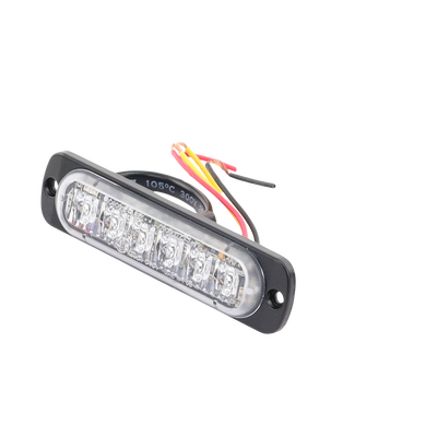 SIGNALPRO - Luz Auxiliar de 6 LED, Roja, Bisel Negro, Lente Transparente
