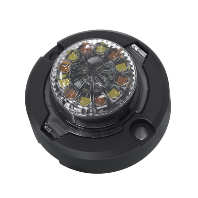 SIGNALPRO - Estrobo Oculto de 12 LED, Brida negra, 12 Vcd, Clara, Lente transparente