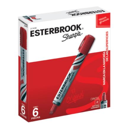SHARPIE - Marcador Permanente Esterbrook Color Rojo C/6 Pzas