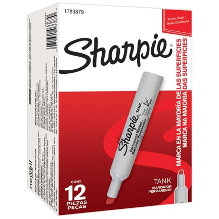 SHARPIE - Marcador permanente Sharpie tank barril plastico rojo c/12