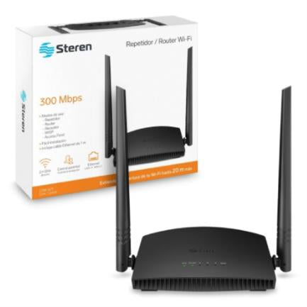 STEREN - Router Steren Wi-Fi 300Mbps 2.4GHz Hasta 20m de Cobertura