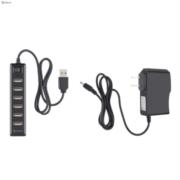 STEREN - Hub Steren USB 7 Puertos con Eliminador de 2A Color Negro