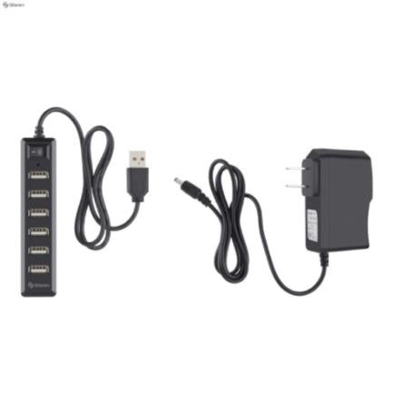 STEREN - Hub Steren USB 7 Puertos con Eliminador de 2A Color Negro