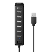 STEREN - Hub Steren USB 7 Puertos con Eliminador de 2A Color Negro