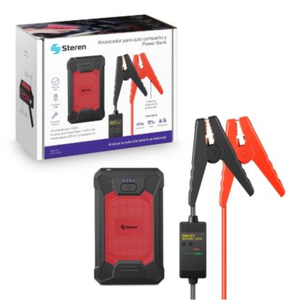 STEREN - Arrancador Steren para Auto Compacto o SUV Power Bank Linterna LED