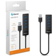STEREN - Hub Steren USB 3.0 de 4 Puertos Cable 12.5cm Color Negro
