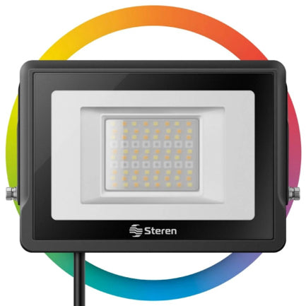 STEREN - Reflector LED Steren WiFi RGB+W de 30W para Exterior