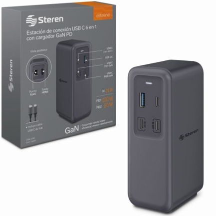 STEREN - Estacion de Conexión USB Steren C GAN PD100W 6