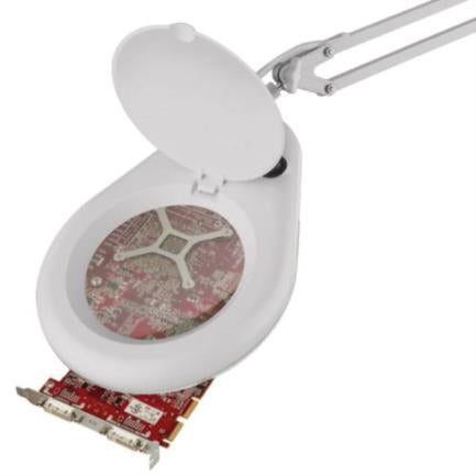 STEREN - Lámpara LED Steren con Lupa 5x Brazo Artículado Color Blanco
