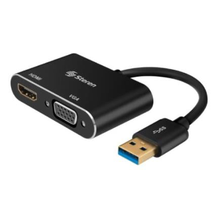 STEREN - Adaptador Steren USB 3.0 a HDMI/VGA Color Negro