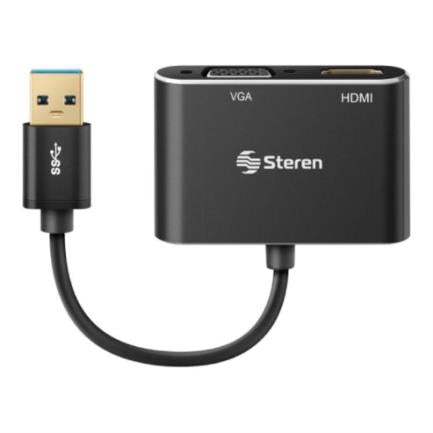 STEREN - Adaptador Steren USB 3.0 a HDMI/VGA Color Negro