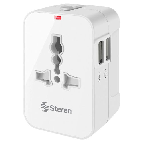 STEREN - Adaptador STEREN universal de contactos para viaje con cargador USB doble