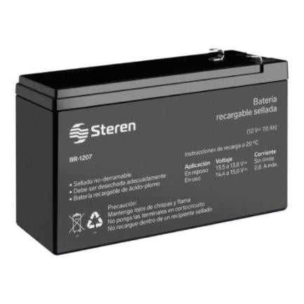 STEREN - Batería Steren Sellada Ácido-Plomo 12 Vcc 7 Ah Color Negro