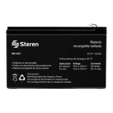 STEREN - Batería Steren Sellada Ácido-Plomo 12 Vcc 7 Ah Color Negro