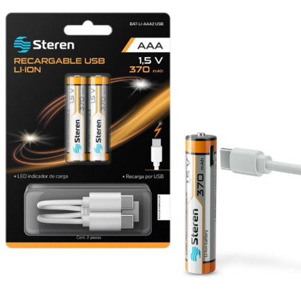 STEREN - BATERIAS RECARGABLES STEREN USB LI-ION AAA 40 2 PZAS