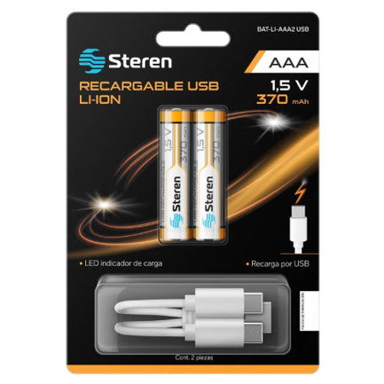 STEREN - BATERIAS RECARGABLES STEREN USB LI-ION AAA 40 2 PZAS