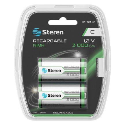 STEREN - Paquete de Baterías Steren NIMH Recargables USB-C 1.2Vcc 3000mAh