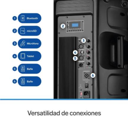 STEREN - Bafle Steren Semi Profesional 15" Bluetooth/MP3/Aux/Micrófono 3000 W PMPO Color Negro