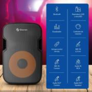 STEREN - Bafle Steren Semi Profesional 15" Bluetooth/MP3/Aux/Micrófono 3000 W PMPO Color Negro