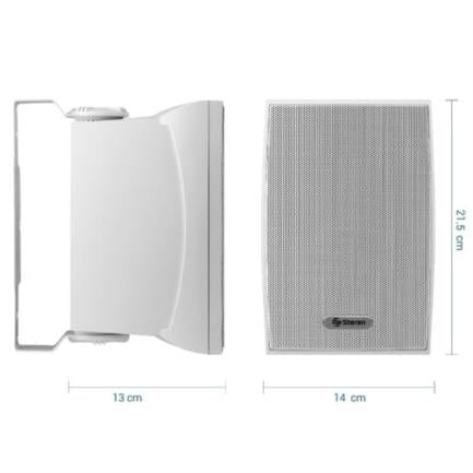STEREN - Juego de Bafles Steren de 2 Vías 600W PMPO Tipo Satelital Uso Interno/Externo/Intemperie Color Blanco