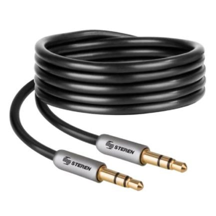 STEREN - Cable Auxiliar Steren Plug a Plug 3.5mm Ultradelgado Conectores Reforzados 90cm