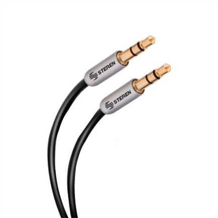 STEREN - Cable Auxiliar Steren Plug a Plug 3.5mm Ultradelgado Conectores Reforzados 90cm