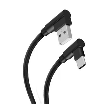 STEREN - Cable Steren USB a USB-C Conectores a 90 grados 1.2m Color Negro