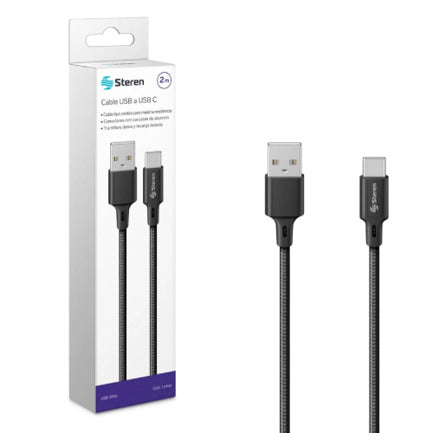 STEREN - CABLE STEREN USB A USB C TIPO CORDON 1.9M