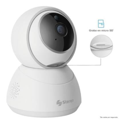 STEREN - Cámara Seguridad Steren Wi-Fi/Ethernet 3MPx Robotizada Seguidor de Movimiento Color Blanco