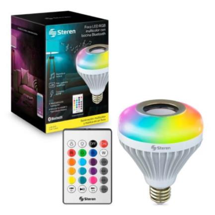 STEREN - Foco Steren LED RGB decorativo con bocina Bluetooth 6 W