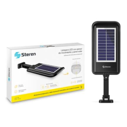 STEREN - Lámpara LED Steren Sensor de Movimiento Panel Solar Batería Recargable Color Negro