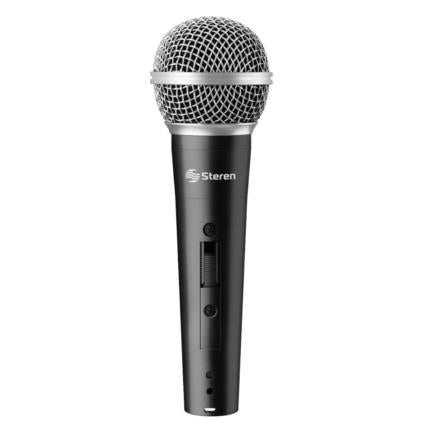 STEREN - Micrófono Steren Alámbrico Profesional Unidireccional Rejilla Metálica Color Negro