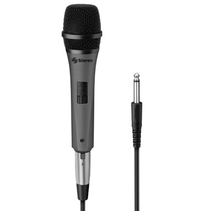 STEREN - Micrófono Alámbrico Steren Alta Fidelidad Unidireccional Cable 6.33mm de 5m Uso Múltiple