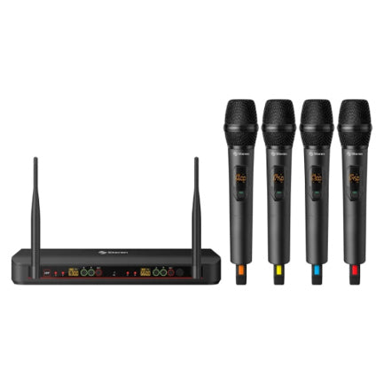 STEREN - Sistema de 4 Micrófonos Steren Inalámbricos UHF c/Selección Auto 10dBm