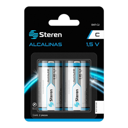 STEREN - Pilas Steren Alcalinas Tipo C 1.5V C/2 Pzas