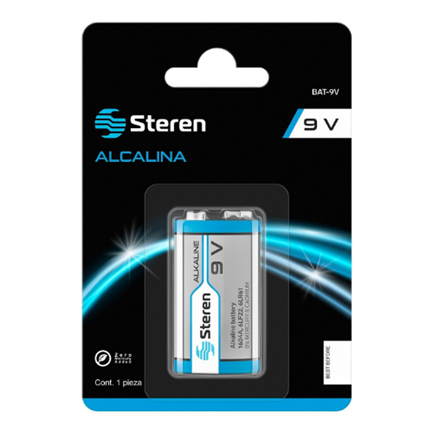 STEREN - Pilas Steren Alcalina Cuadrada 9V 1 Pza