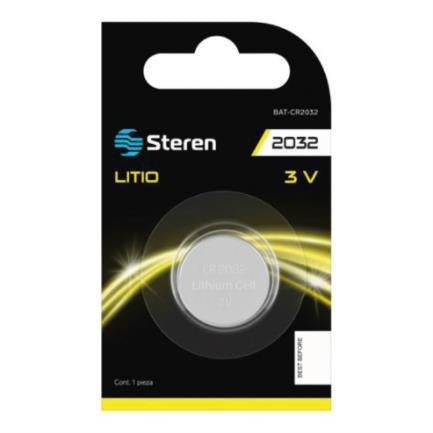 STEREN - Pila de Litio Steren Tipo Botón CR2032 Capacidad 210 mAh
