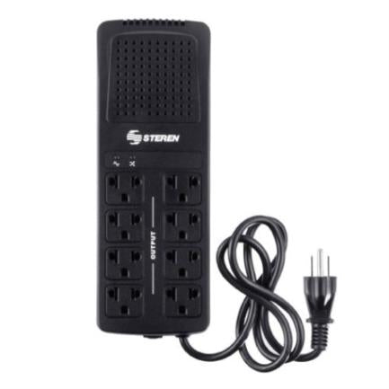 STEREN - Regulador de Voltaje Steren 2000W 8 Contactos Color Negro