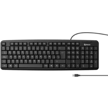 STEREN - Teclado Steren Alámbrico USB con 105 Teclas Color Negro