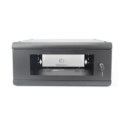 LINKEDPRO - Gabinete de Pared con Puerta de Cristal Templado, 635mm de Profundidad, 4U Rack de 19'', Acero Reforzado