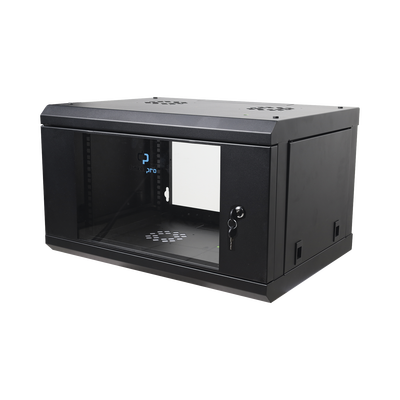 LINKEDPRO - Gabinete de Pared de 6U con Puerta de Cristal Templado, 455 mm de Profundidad Total, Rack de 19in, Acero Reforzado Color Negro.