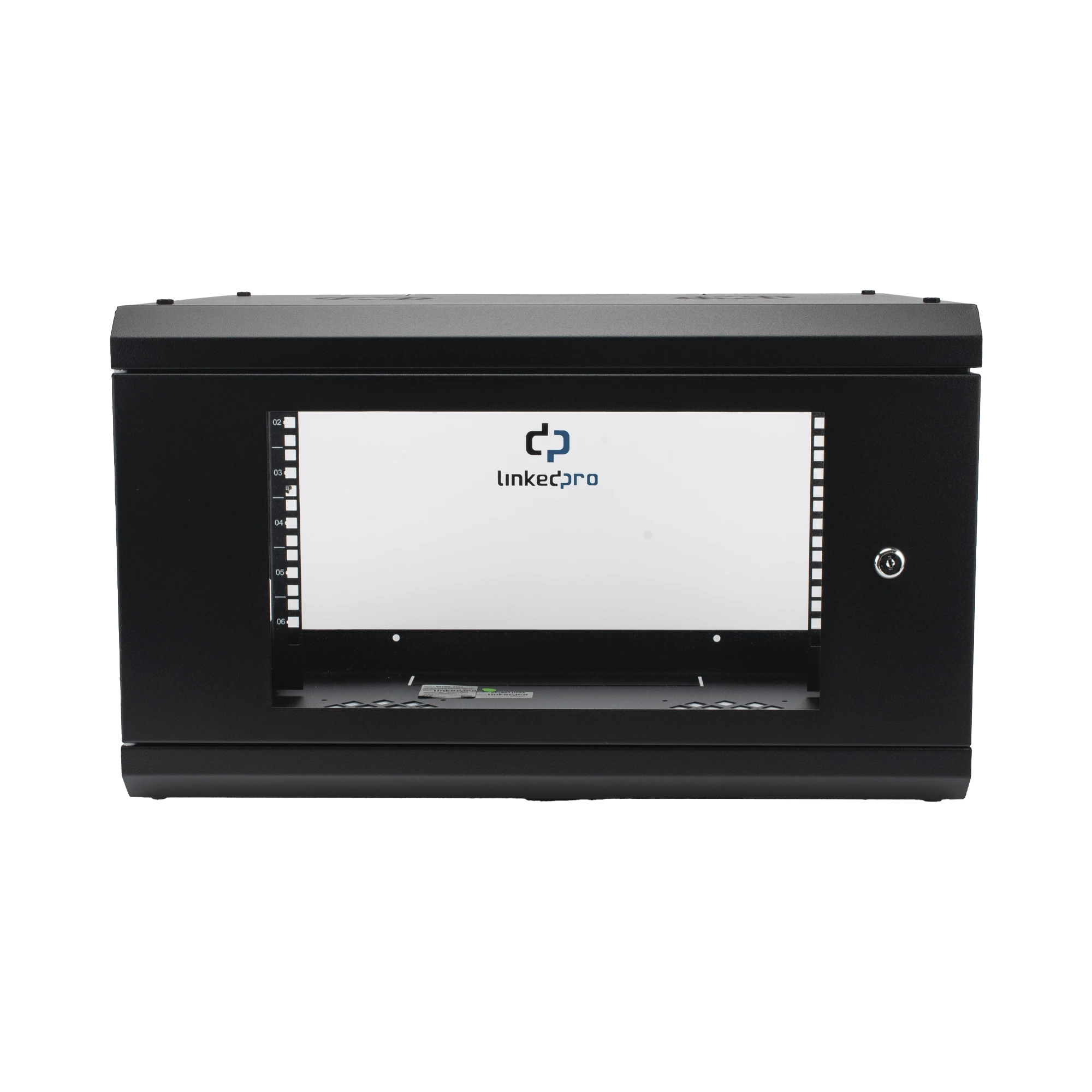 LINKEDPRO - Gabinete de Pared con Puerta de Cristal Templado, 455mm de Profundidad, 6U Rack de 19'', Acero Reforzado