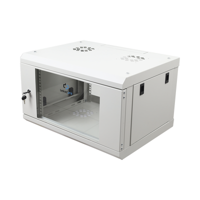 LINKEDPRO - Gabinete de Pared de 6U con Puerta de Cristal Templado, 455 mm de Profundidad Total, Rack de 19'', Acero Reforzado Color Gris Mate