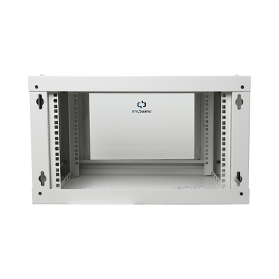 LINKEDPRO - Gabinete de Pared de 6U con Puerta de Cristal Templado, 455 mm de Profundidad Total, Rack de 19'', Acero Reforzado Color Gris Mate