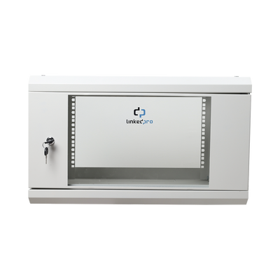 LINKEDPRO - Gabinete de Pared de 6U con Puerta de Cristal Templado, 455 mm de Profundidad Total, Rack de 19'', Acero Reforzado Color Gris Mate