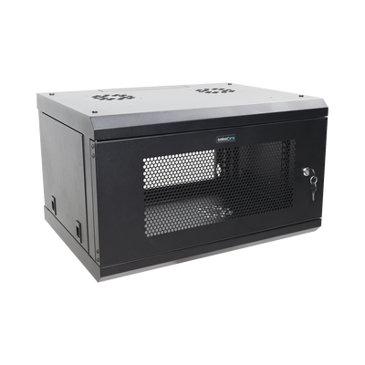 LINKEDPRO - Gabinete de Pared de 6U con Puerta Perforada, 455 mm de Profundidad Total, Rack de 19'', Acero Reforzado Color Negro