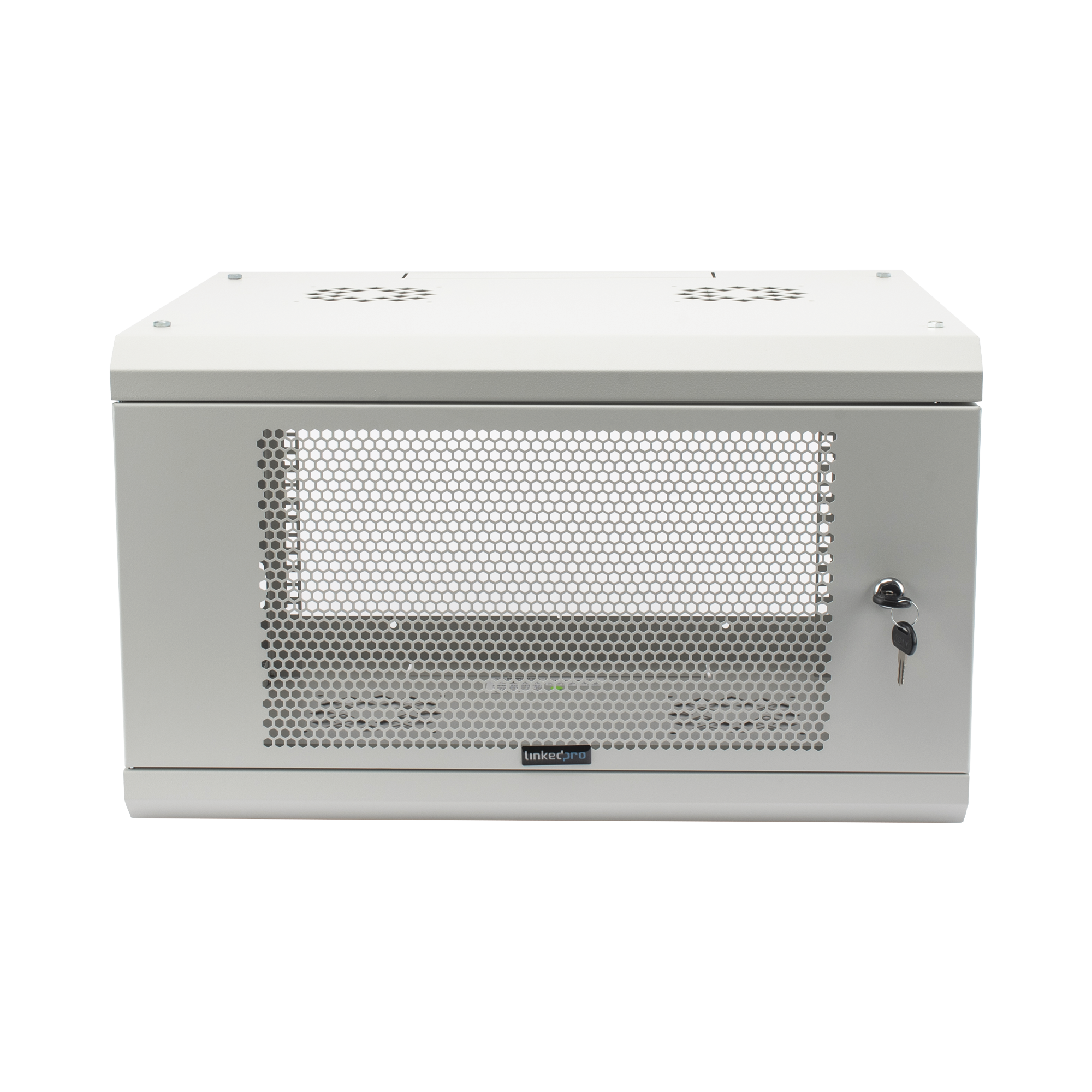 LINKEDPRO - Gabinete de Pared de 6U con Puerta Perforada, 455 mm de Profundidad Total, Rack de 19'', Acero Reforzado Color Gris Mate