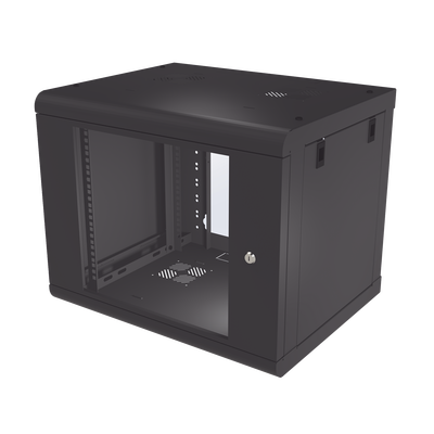 LINKEDPRO - Gabinete de Pared de 9U con Puerta de Cristal Templado, 479.5 mm de Profundidad, Rack de 19'', Acero Reforzado Color Negro.