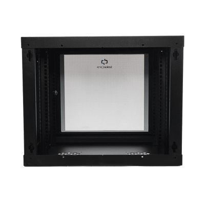 LINKEDPRO - Gabinete de Pared de 9U con Puerta de Cristal Templado, 455 mm de Profundidad, Rack de 19'', Acero Reforzado Color Negro.