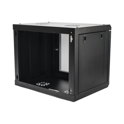 LINKEDPRO - Gabinete de Pared de 9U con Puerta de Cristal Templado, 455 mm de Profundidad, Rack de 19'', Acero Reforzado Color Negro.